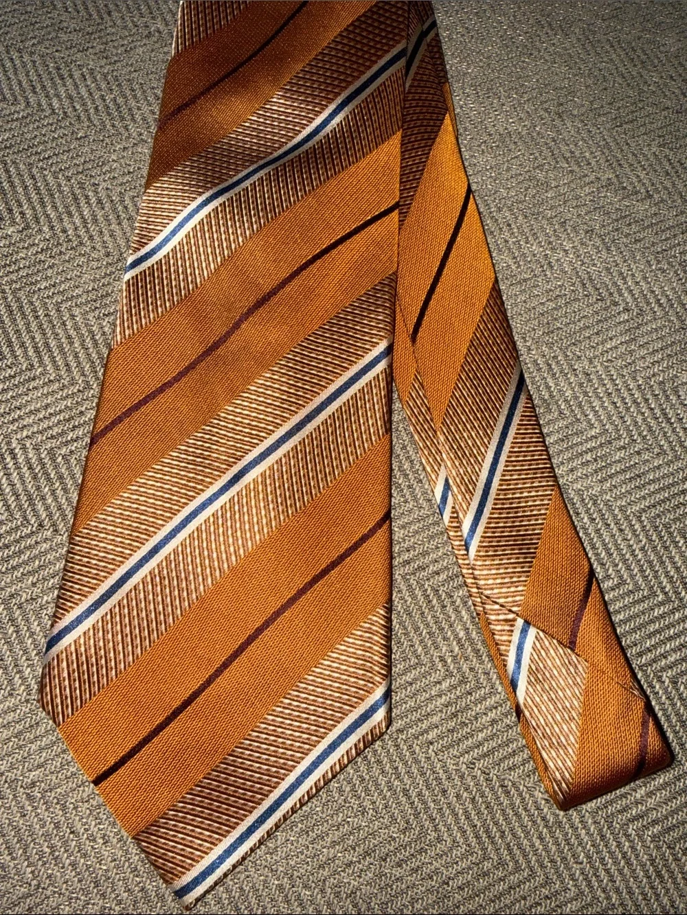 Ermenegildo Zegna Orange Striped 100% Silk Tie